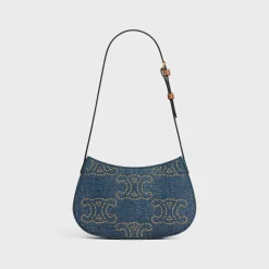 MEDIUM TILLY BAG in DENIM WITH TRIOMPHE STUDS AND CALFSKIN