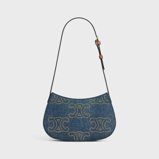 MEDIUM TILLY BAG in DENIM WITH TRIOMPHE STUDS AND CALFSKIN