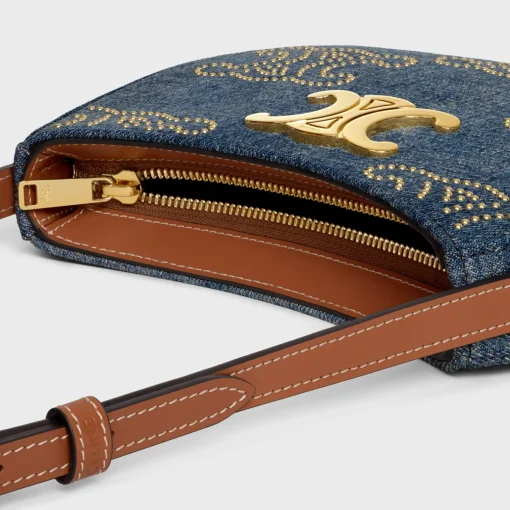 MEDIUM TILLY BAG in DENIM WITH TRIOMPHE STUDS AND CALFSKIN