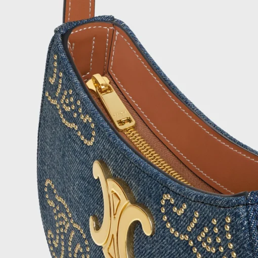 MEDIUM TILLY BAG in DENIM WITH TRIOMPHE STUDS AND CALFSKIN