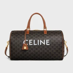 Medium Travel Bag in Triomphe Canvas with Celine Print