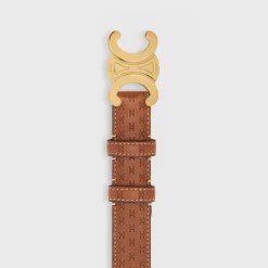 Medium Triomphe Belt in Natural calfskin with triomphe embossed