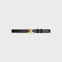 Medium Triomphe Belt in Suede Goatskin with strass