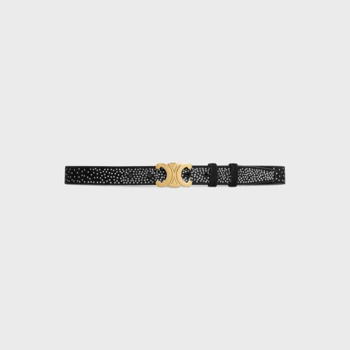 Medium Triomphe Belt in Suede Goatskin with strass