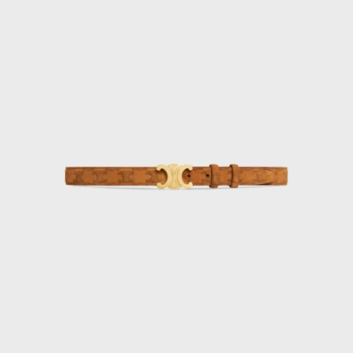Medium Triomphe Belt in Suede calfskin with triomphe