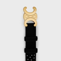 Medium Triomphe Belt in Suede Goatskin with strass