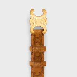 Medium Triomphe Belt in Suede calfskin with triomphe
