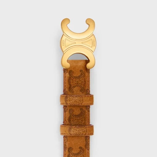 Medium Triomphe Belt in Suede calfskin with triomphe