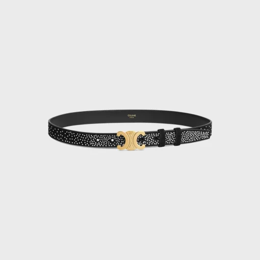 Medium Triomphe Belt in Suede Goatskin with strass