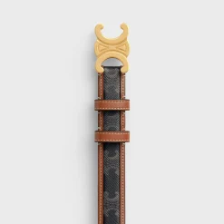 Medium Triomphe Belt in Triomphe Canvas and Calfskin