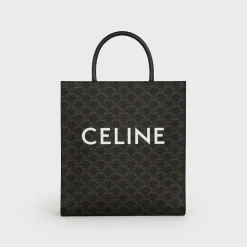 Medium Vertical Cabas in Triomphe Canvas with Celine Print
