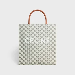Medium Vertical Cabas in Triomphe Canvas with Celine print