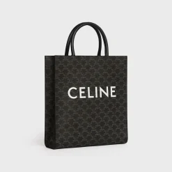 Medium Vertical Cabas in Triomphe Canvas with Celine Print
