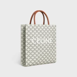 Medium Vertical Cabas in Triomphe Canvas with Celine print