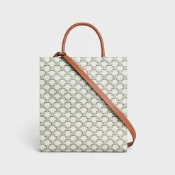 Medium Vertical Cabas in Triomphe Canvas with Celine print