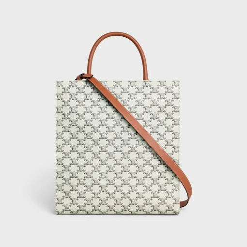 Medium Vertical Cabas in Triomphe Canvas with Celine print