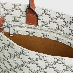 Medium Vertical Cabas in Triomphe Canvas with Celine print