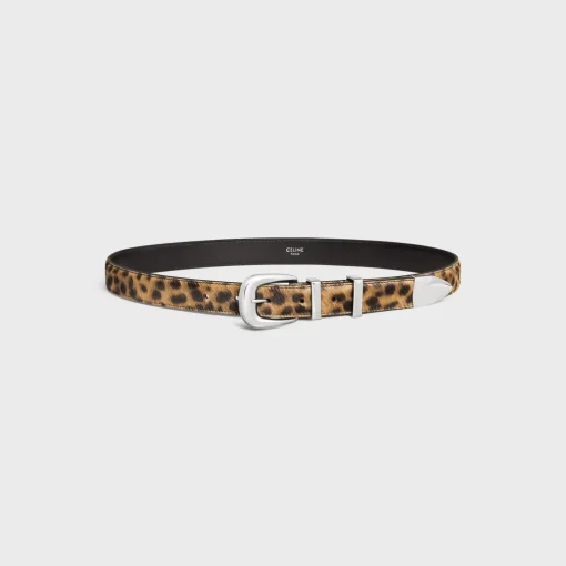 MEDIUM WESTERN BELT in PONY CALFSKIN WITH LEOPARD PRINT