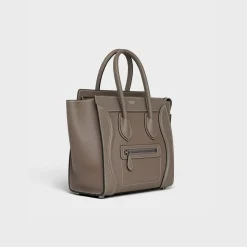 Micro Luggage handbag in drummed calfskin