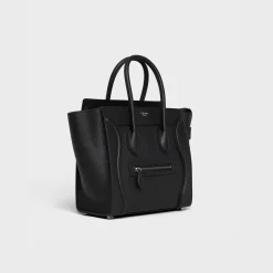 Micro Luggage handbag in drummed calfskin