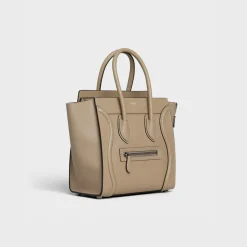 Micro Luggage handbag in drummed calfskin