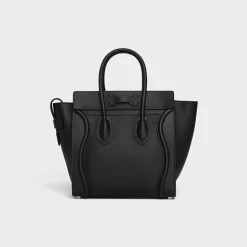 Micro Luggage handbag in drummed calfskin