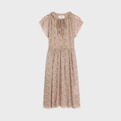 midi dress in silk georgette
