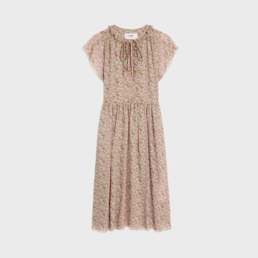 midi dress in silk georgette