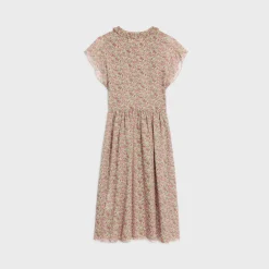 midi dress in silk georgette