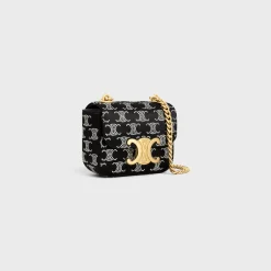 MINI CHAIN CLAUDE in SATIN WITH TRIOMPHE STRASS