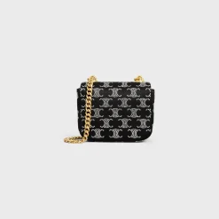 MINI CHAIN CLAUDE in SATIN WITH TRIOMPHE STRASS