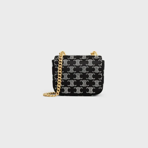 MINI CHAIN CLAUDE in SATIN WITH TRIOMPHE STRASS