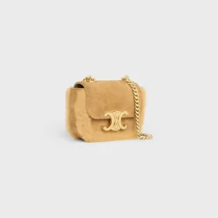 MINI CHAIN CLAUDE in SUEDE CALFSKIN AND SHEARLING