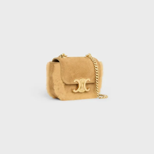 MINI CHAIN CLAUDE in SUEDE CALFSKIN AND SHEARLING