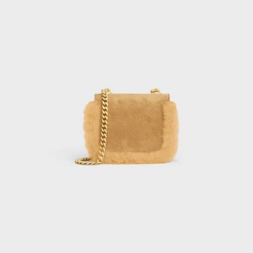 MINI CHAIN CLAUDE in SUEDE CALFSKIN AND SHEARLING