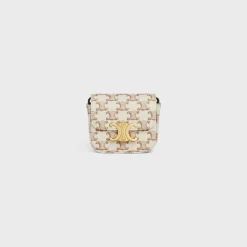 MINI CLAUDE in TEXTILE WITH TRIOMPHE PRINT AND CALFSKIN