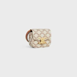 MINI CLAUDE in TEXTILE WITH TRIOMPHE PRINT AND CALFSKIN