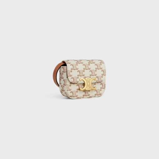 MINI CLAUDE in TEXTILE WITH TRIOMPHE PRINT AND CALFSKIN