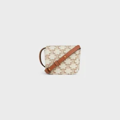 MINI CLAUDE in TEXTILE WITH TRIOMPHE PRINT AND CALFSKIN