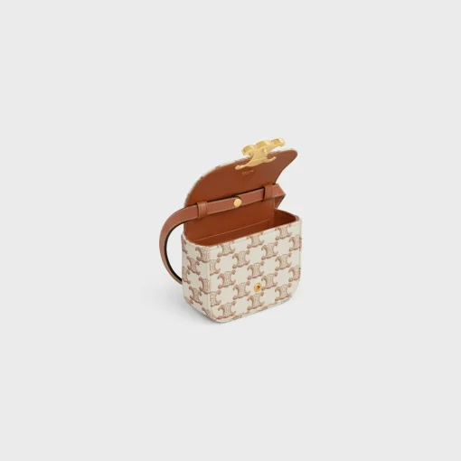 MINI CLAUDE in TEXTILE WITH TRIOMPHE PRINT AND CALFSKIN