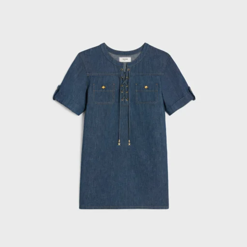 mini dress in dark ocean wash denim