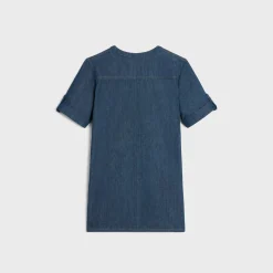 mini dress in dark ocean wash denim