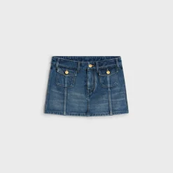 mini skirt in dark union wash denim