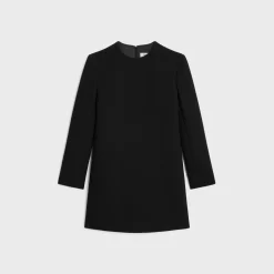 mini trapeze dress in double faced wool crepe