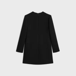mini trapeze dress in double faced wool crepe