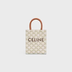 Mini Vertical Cabas in Triomphe Canvas and calfskin with Celine print