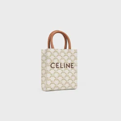 Mini Vertical Cabas in Triomphe Canvas and calfskin with Celine print