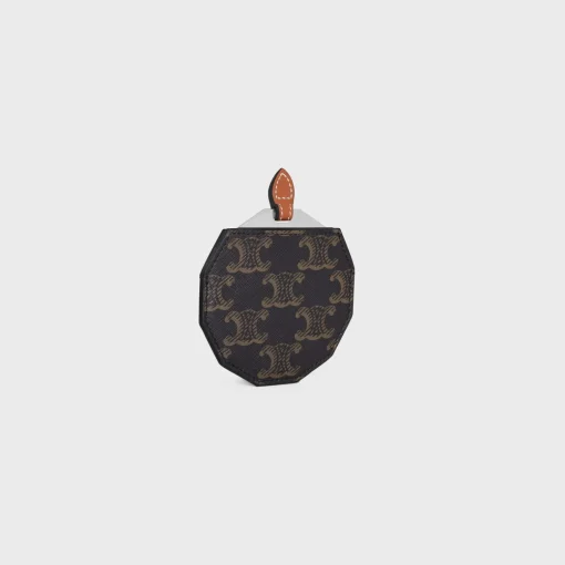 MIRROR WITH POUCH IN TRIOMPHE CANVAS AND CALFSKIN