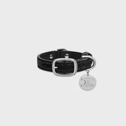 NANO EXTRA THIN DOG COLLAR IN SUEDE CALFSKIN WITH STRASS