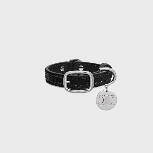 NANO EXTRA THIN DOG COLLAR IN SUEDE CALFSKIN WITH STRASS